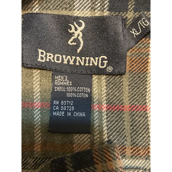 Browning Mens Heavy Flannel Size XL‎ Super Natural - Picture 7 of 8